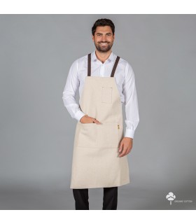 DELANTAL CON PETO ESTERILLA TEJIDO ORGANICO 91X74 CM MARFIL