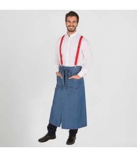 DELANTAL SIN PETO 2 BOLSILLOS TEJANO GRUESO LAVADO 90X105 CM