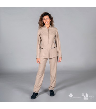 PANTALON MUJER TEJIDO RECICLADO ARENA