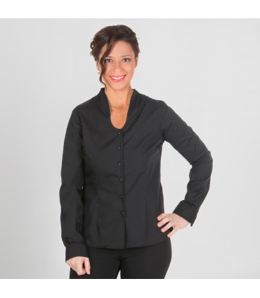 CAMISA MUJER LILIANA CUELLO CHIMENEA POPELIN NEGRO