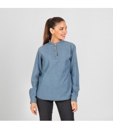 CAMISA MUJER JULIETTA TEJANO INDIGO LAVADO
