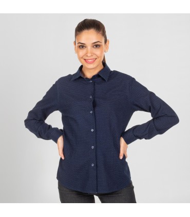 CAMISA MUJER FOSCA INDIGO/PUNTOS BLANCOS LAVADO