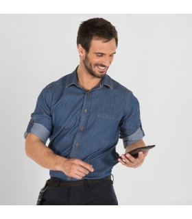 CAMISA HOMBRE MATTIA SLIM FIT TEJANO FINO LAVADO
