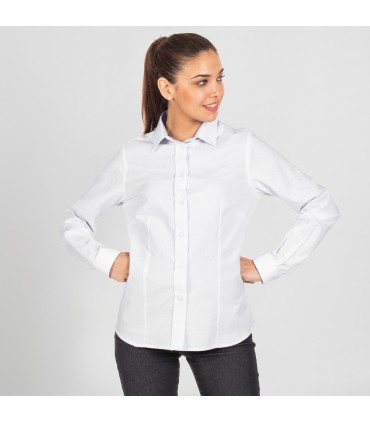 CAMISA MUJER M/L OXFORD BLANCA "REDLINE"