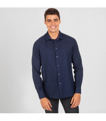 CAMISA HOMBRE FRANCO SLIM FIT INDIGO/PUNTOS BLANCOS LAVADO