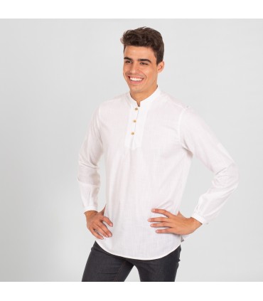 CAMISA HOMBRE DANTE SLIM FIT FALSO LINO BLANCO