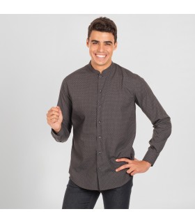 CAMISA HOMBRE LEONE SLIM FIT POPELIN AMEBAS GRIS MARENGO