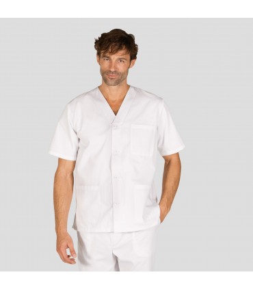 BLUSA SANITARIO PICO BOTONES SARGA BLANCA