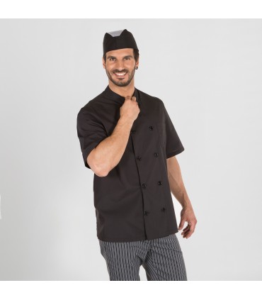 CHAQUETA COCINA UNISEX POPELIN FINO NEGRO M/C