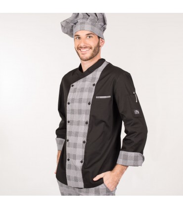 CHAQUETA COCINA HOMBRE CRONOS NEGRA