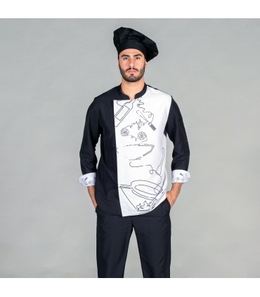CHAQUETA COCINA UNISEX TORRES NEGRA