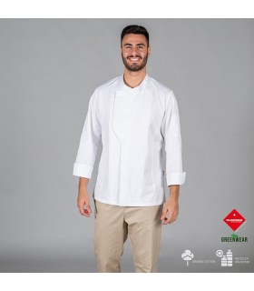 CHAQUETA COCINA UNISEX HARO TEJIDO RECICLADO Y ORGANICO KLOPMAN BLANCO