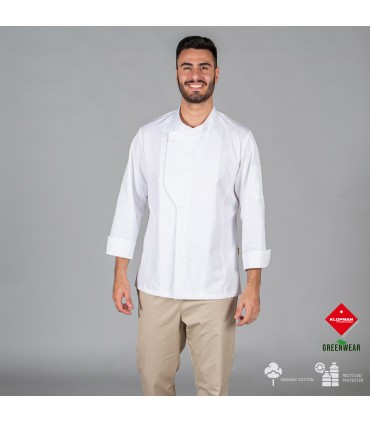 CHAQUETA COCINA UNISEX HARO TEJIDO RECICLADO Y ORGANICO KLOPMAN BLANCO