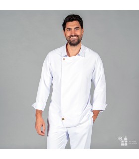 CHAQUETA COCINA UNISEX ARIAS TEJIDO RECICLADO MICROFIBRA BLANCA