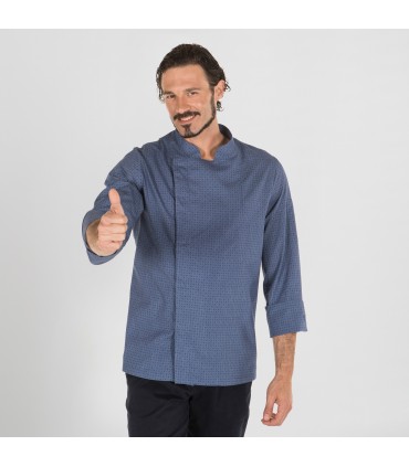 CHAQUETA COCINA UNISEX ALCARAZ AZUL INDIGO PUNTEADO