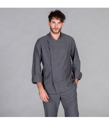 CHAQUETA COCINA UNISEX SILVA CHAMBRAY ROMBOS GRIS MARENGO