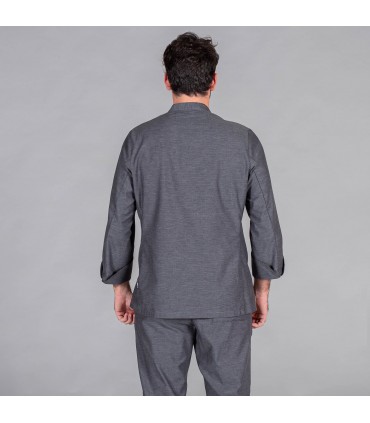 CHAQUETA COCINA UNISEX SILVA CHAMBRAY ROMBOS GRIS MARENGO