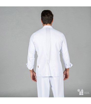 CHAQUETA COCINA UNISEX ARIAS TEJIDO RECICLADO MICROFIBRA BLANCA