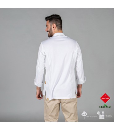 CHAQUETA COCINA UNISEX HARO TEJIDO RECICLADO Y ORGANICO KLOPMAN BLANCO