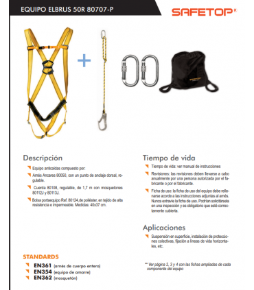 ELBRUS 50R, kit con arnés 80050+ 80108 regulable+80124