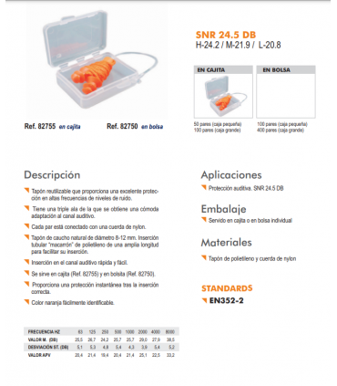 TRACK-FIT, tapón reutilizable con cordón en bolsita SNR 24,5