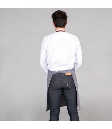 DELANTAL CON PETO Y CINTA DE CUERO 87X73 CM LONETA RAYAS INDIGO