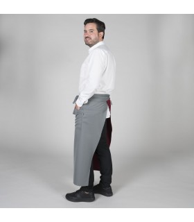 DELANTAL FRANCES ABIERTO COMBINADO NEGRO CON RAYA GRIS 90X110 CM