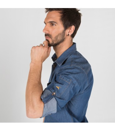 CAMISA HOMBRE MATTIA SLIM FIT TEJANO FINO LAVADO