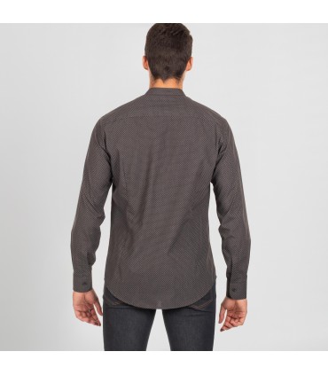 CAMISA HOMBRE LEONE SLIM FIT POPELIN AMEBAS GRIS MARENGO