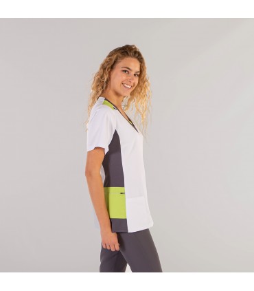 BLUSA MUJER LEONOR ELASTIK BLANCO COMBINADA PISTACHO