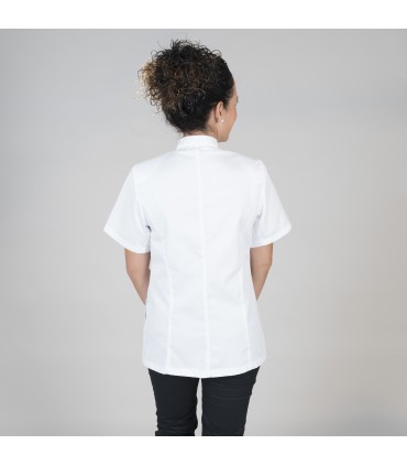 BLUSA MUJER CUELLO MAO M/C SARGA BLANCA