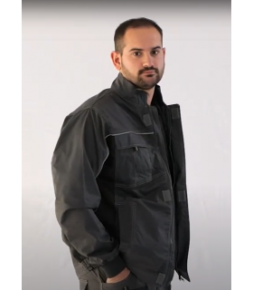 Chaqueta multibolsillos elástica bicolor con triple costura