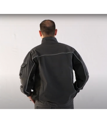 Chaqueta multibolsillos elástica bicolor con triple costura