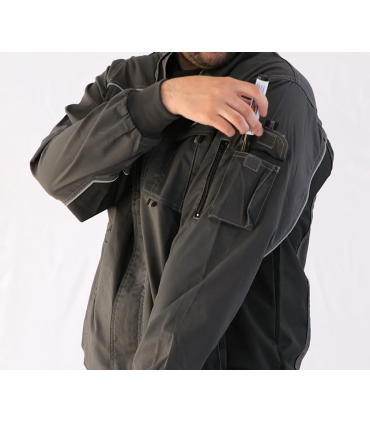 Chaqueta multibolsillos elástica bicolor con triple costura