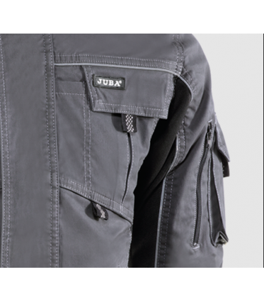 Chaqueta multibolsillos elástica bicolor con triple costura