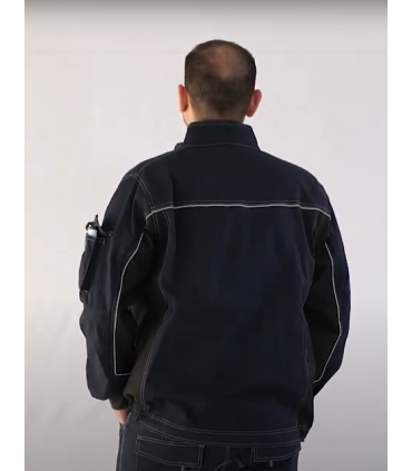 Chaqueta multibolsillos elástica bicolor con triple costura