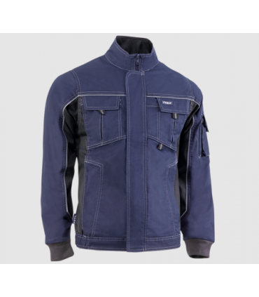 Chaqueta multibolsillos elástica bicolor con triple costura