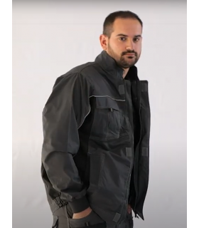 Chaqueta multibolsillos elástica bicolor con triple costura