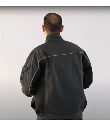 Chaqueta multibolsillos elástica bicolor con triple costura