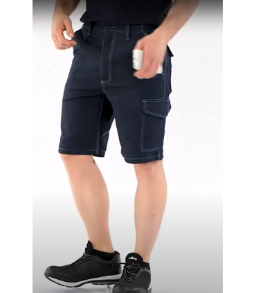 Pantalón elástico multibolsillos con triple costura Azul Marino
