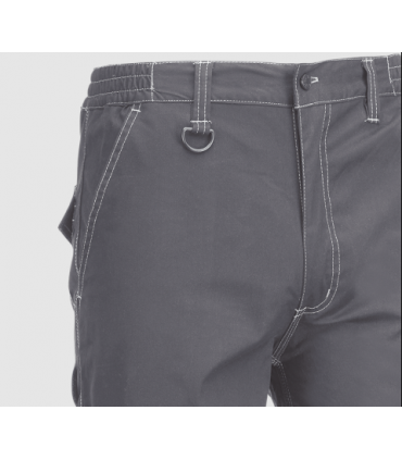 Pantalón elástico multibolsillos con triple costura Gris