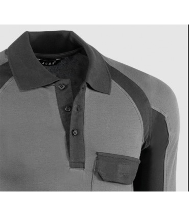 Polo piqué de manga larga Negro/Gris