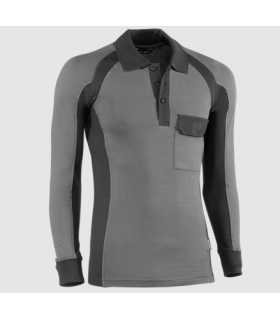 Polo piqué de manga larga Negro/Gris