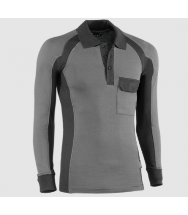 Polo piqué de manga larga Negro/Gris