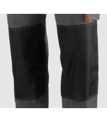 Pantalón con tirantes y peto multibolsillos Negro / Gris / Naranja