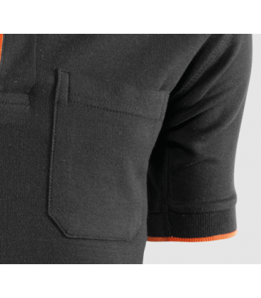 Polo piqué de manga corta Negro / Naranja