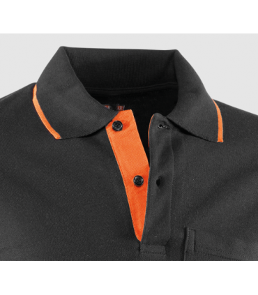 Polo piqué de manga corta Negro / Naranja