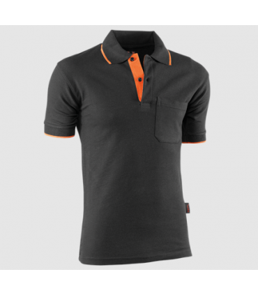 Polo piqué de manga corta Negro / Naranja
