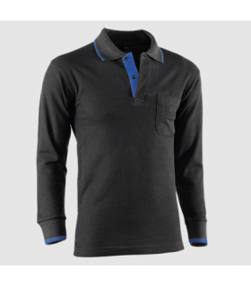 Polo de manga larga con ojo de pájaro Negro / Azulina