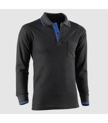 Polo de manga larga con ojo de pájaro Negro / Azulina